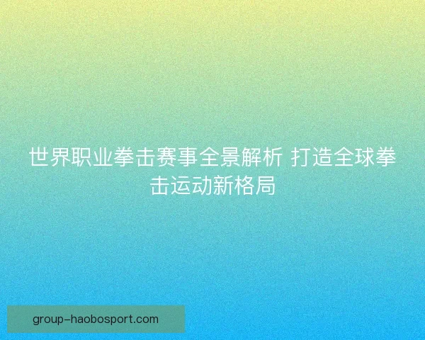 世界职业拳击赛事全景解析 打造全球拳击运动新格局